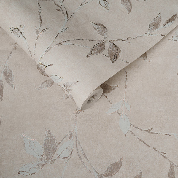 Papel de Colgadura Floral | Blush Foil Leaf Wallpaper