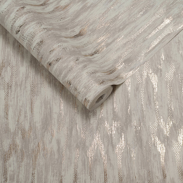Papel de Colgadura Texturas | Greige Rose Copper Ikat Wallpaper