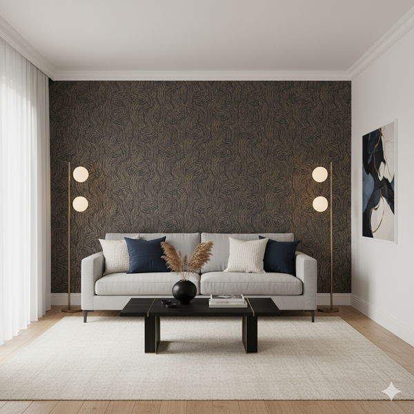 Papel de Colgadura Abstracto | Taupe Organic Wood Wallpaper