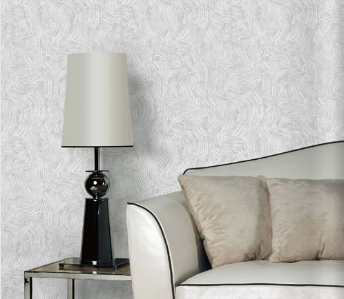 Papel de Colgadura Abstracto | Pearl White Organic Wood Wallpaper