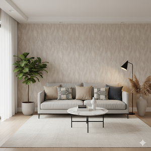 Papel de Colgadura Abstracto | Taupe Large Leaf Wallpaper