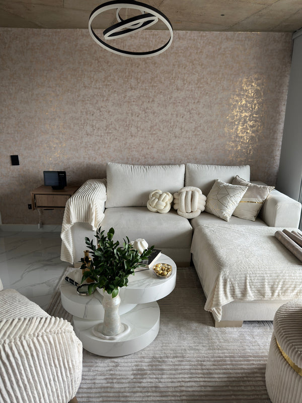 Papel de Colgadura Textil | Blush Gold Crosshatch Wallpaper