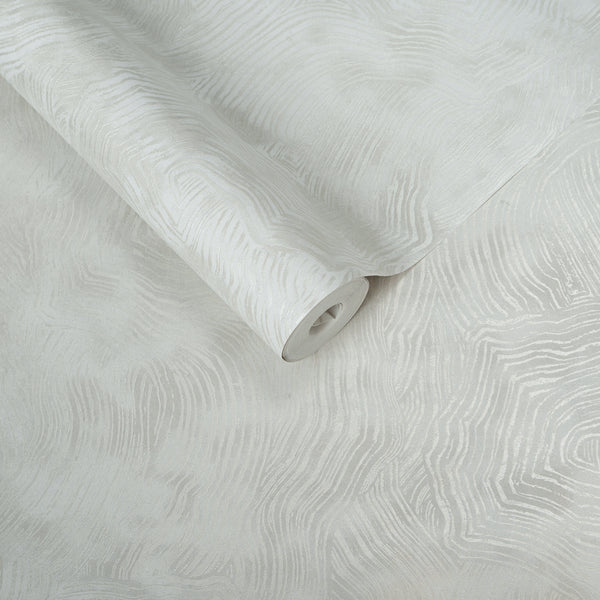 Papel de Colgadura Abstracto | Pearl White Organic Wood Wallpaper