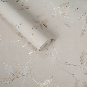 Papel de Colgadura Floral | Gold Foil Leaf Wallpaper