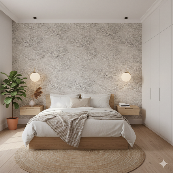 Papel de Colgadura Abstracto | Taupe Waves Wallpaper