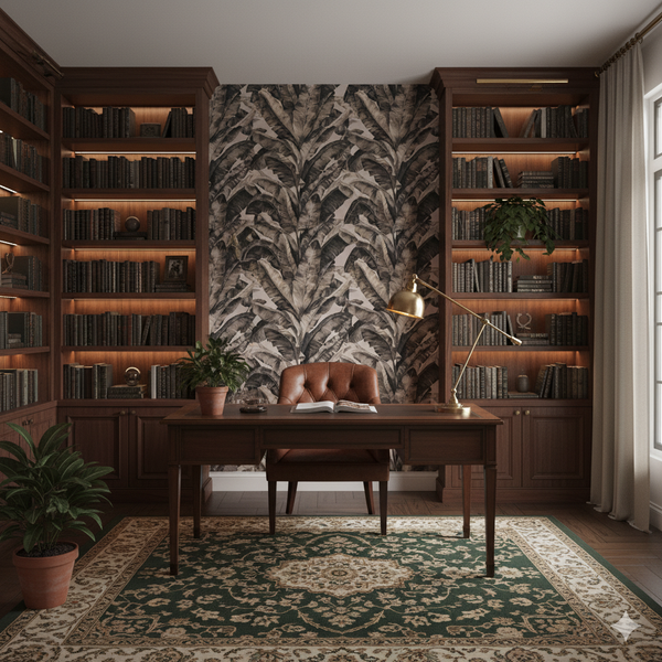 Papel de Colgadura Tropical | Sepia Banana Leaves Wallpaper