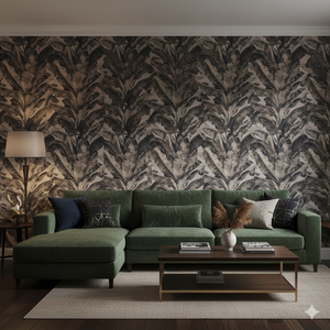 Papel de Colgadura Tropical | Sepia Banana Leaves Wallpaper