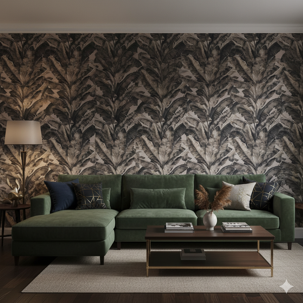 Papel de Colgadura Tropical | Sepia Banana Leaves Wallpaper