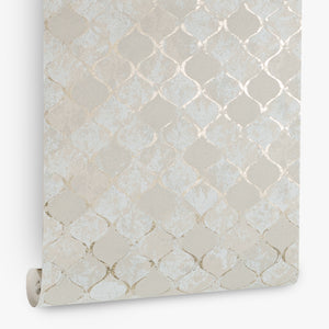 Papel de Colgadura Geométrico | Ivory Gold Moroccan Wallpaper