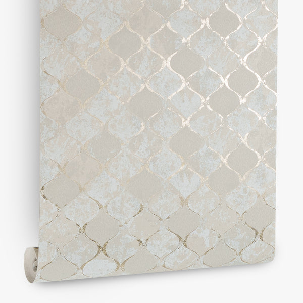 Papel de Colgadura Geométrico | Ivory Gold Moroccan Wallpaper