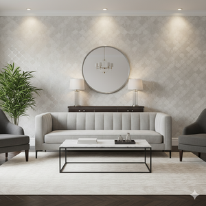 Papel de Colgadura Geométrico | Grey Silver Moroccan Wallpaper