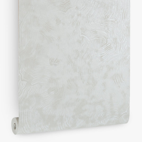 Papel de Colgadura Abstracto | Pearl White Organic Wood Wallpaper