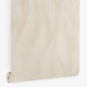 Papel de Colgadura Abstracto | Ivory Large Leaf Waves Wallpaper