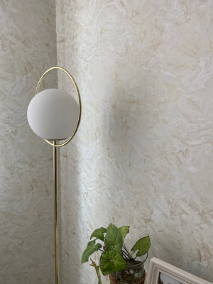 Papel de Colgadura Abstracto | Ivory Marble Veins Wallpaper