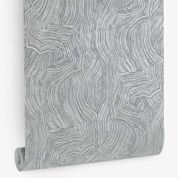 Papel de Colgadura Abstracto | Slate Grey Organic Wood Wallpaper