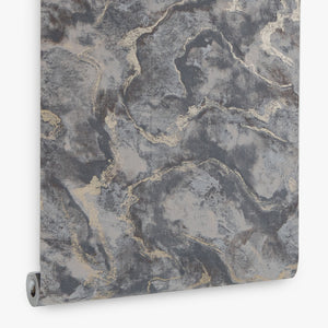Papel de Colgadura Abstracto | Graphite & Soft Grey Marble Wallpaper