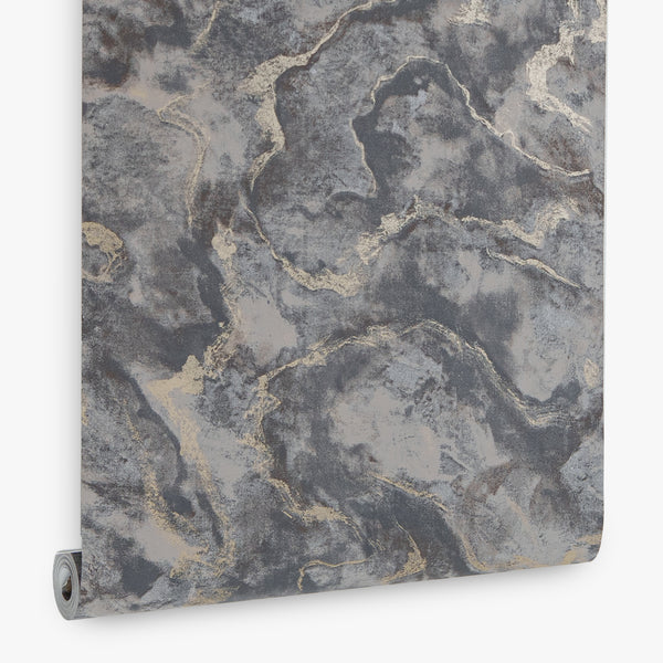 Papel de Colgadura Abstracto | Graphite & Soft Grey Marble Wallpaper