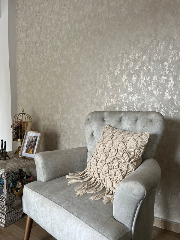 Papel de Colgadura Texturas | Beige Gold Patina Wallpaper