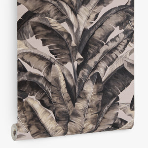 Papel de Colgadura Tropical | Sepia Banana Leaves Wallpaper