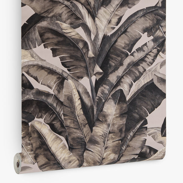 Papel de Colgadura Tropical | Sepia Banana Leaves Wallpaper