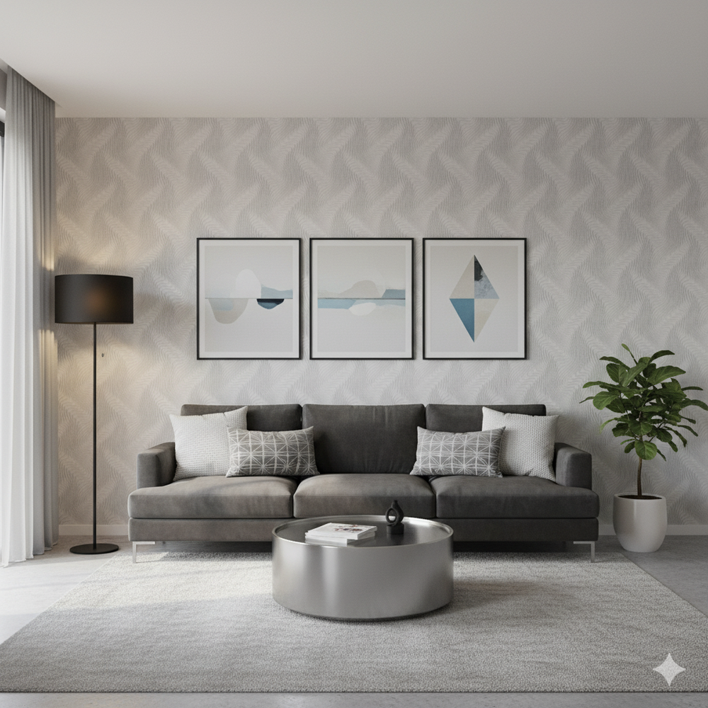 Papel de Colgadura Abstracto | Light Grey Ripple Wallpaper