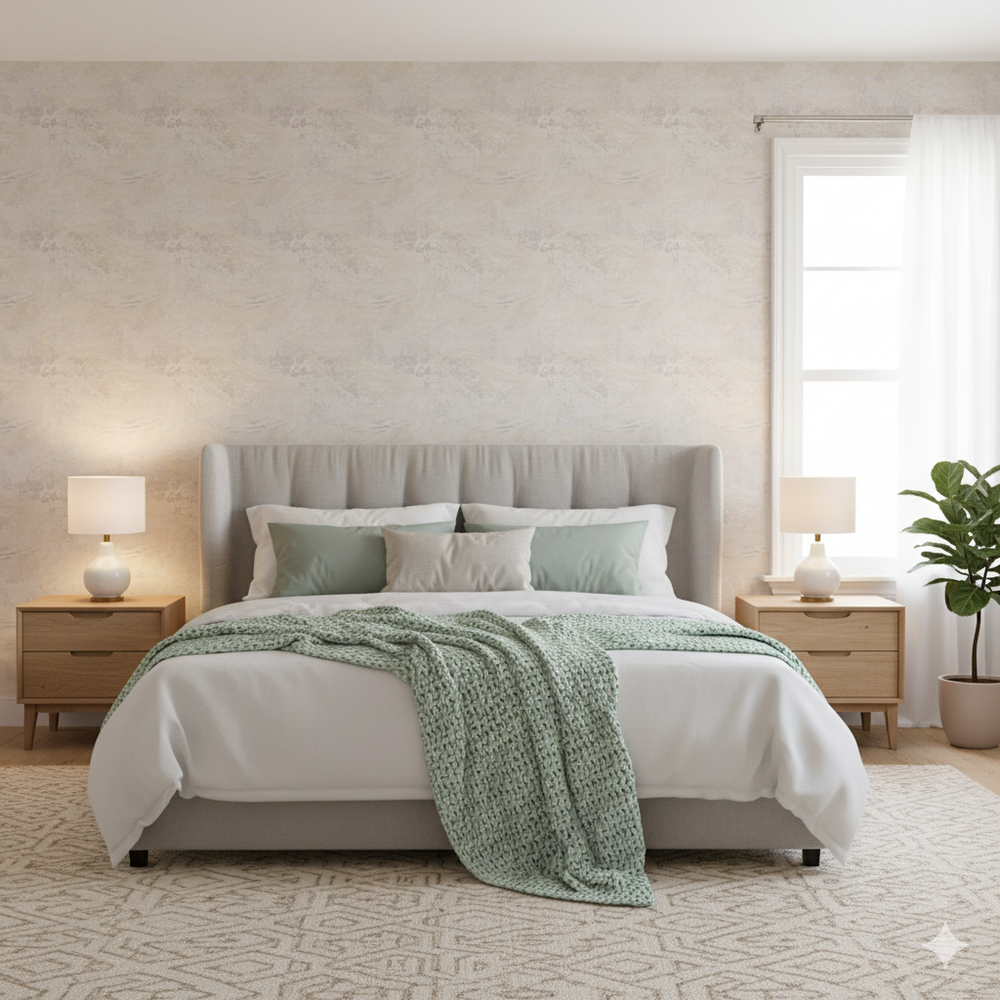 Papel de Colgadura Abstracto | Sand Beige Marble Wallpaper