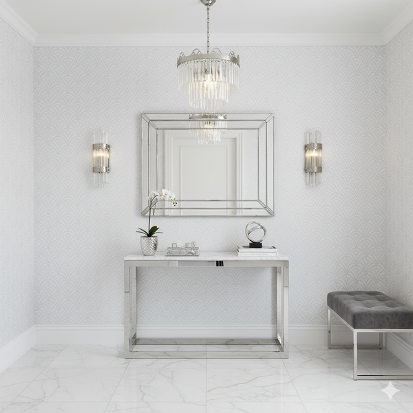 Papel de Colgadura Art Deco | Light Grey Fan Wallpaper