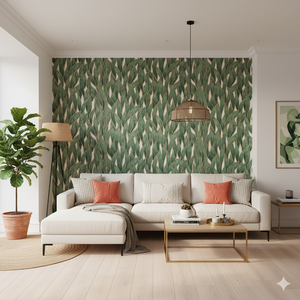 Papel de Colgadura Botánico | Sage Green Leaf Wallpaper