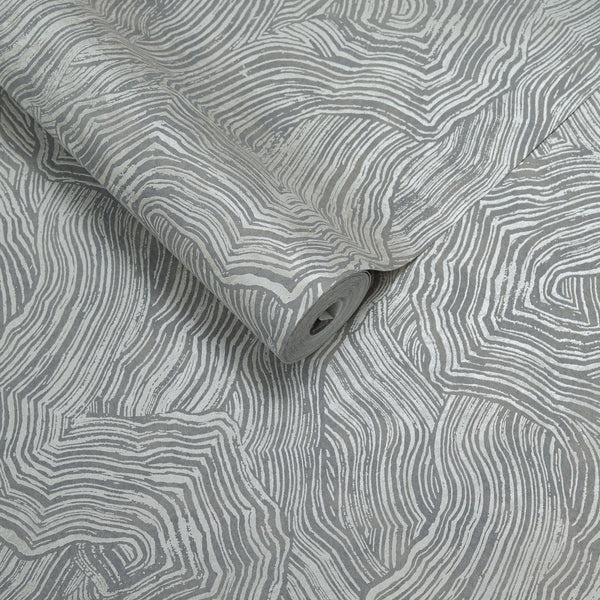 Papel de Colgadura Abstracto | Slate Grey Organic Wood Wallpaper