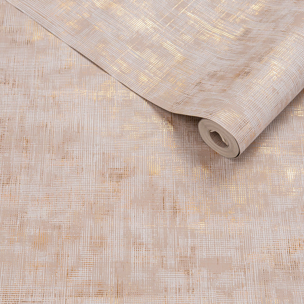 Papel de Colgadura Textil | Blush Gold Crosshatch Wallpaper