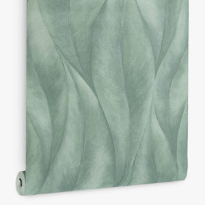 Papel de Colgadura Abstracto | Sage Green Large Leaf Wallpaper