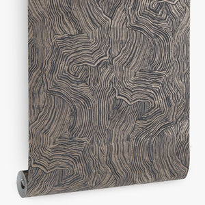 Papel de Colgadura Abstracto | Taupe Organic Wood Wallpaper