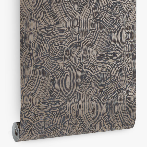 Papel de Colgadura Abstracto | Taupe Organic Wood Wallpaper