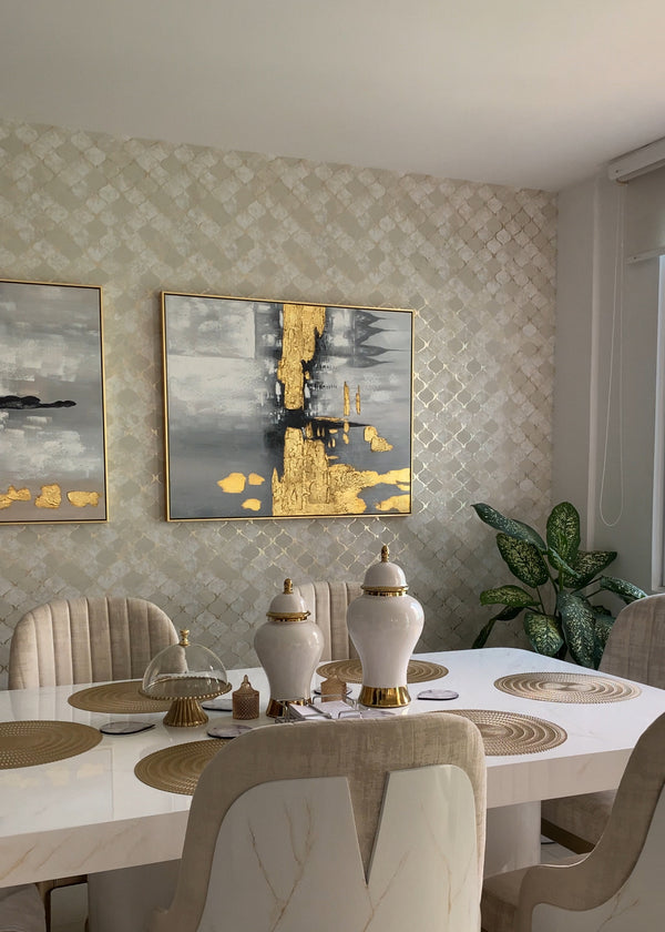 Papel de Colgadura Geométrico | Ivory Gold Moroccan Wallpaper