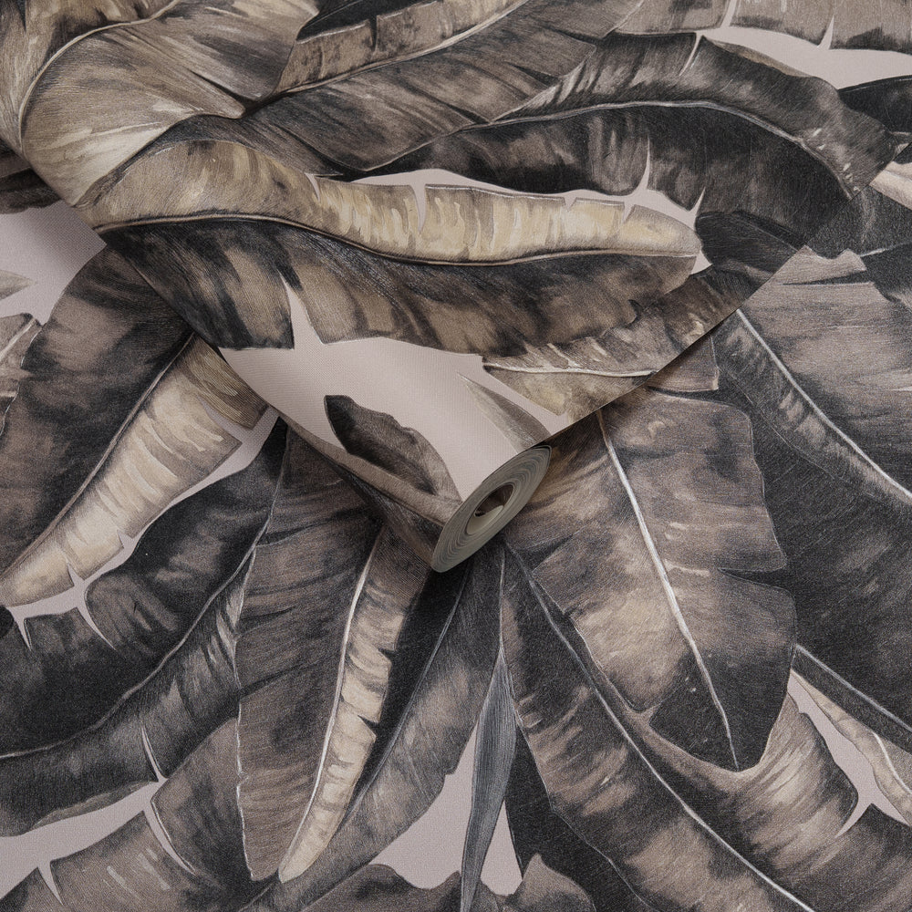 Papel de Colgadura Tropical | Sepia Banana Leaves Wallpaper