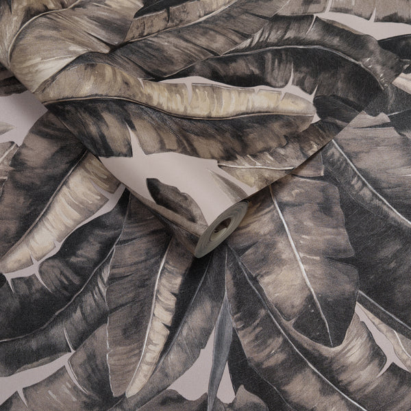 Papel de Colgadura Tropical | Sepia Banana Leaves Wallpaper