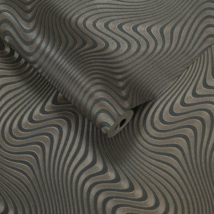 Papel de Colgadura Abstracto | Green Bronze Ripple Wallpaper