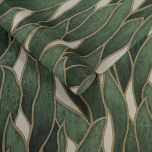Papel de Colgadura Botánico | Sage Green Leaf Wallpaper