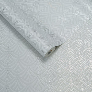 Papel de Colgadura Art Deco | Light Grey Fan Wallpaper
