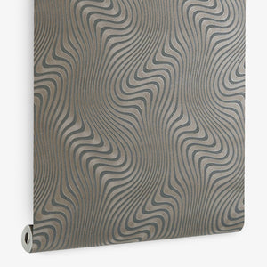 Papel de Colgadura Abstracto | Green Bronze Ripple Wallpaper