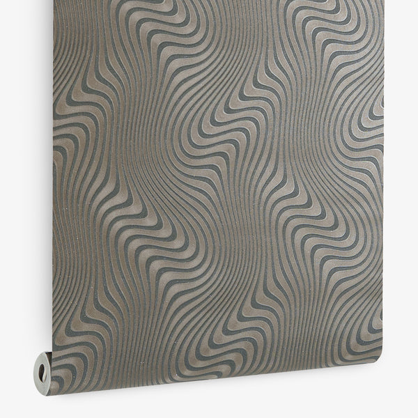 Papel de Colgadura Abstracto | Green Bronze Ripple Wallpaper