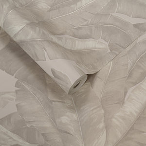 Papel de Colgadura Tropical | Taupe Banana Leaves Wallpaper