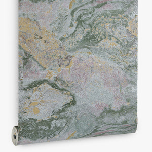 Papel de Colgadura Abstracto | Moss Green Marble Wallpaper
