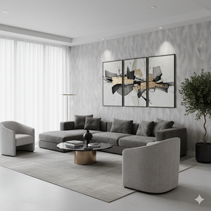 Papel de Colgadura Abstracto | Cool Grey Large Leaf Wallpaper