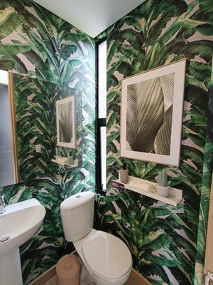 Papel de Colgadura Tropical | Green Banana Leaves Wallpaper