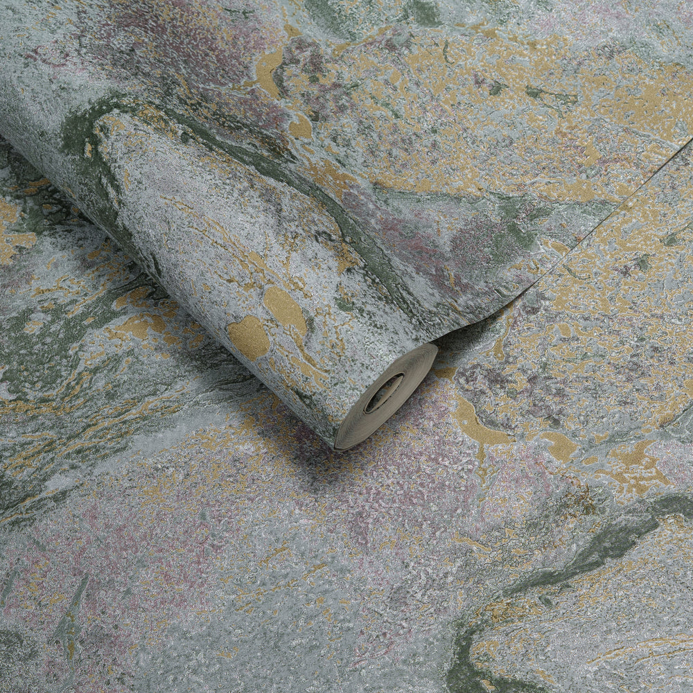 Papel de Colgadura Abstracto | Moss Green Marble Wallpaper