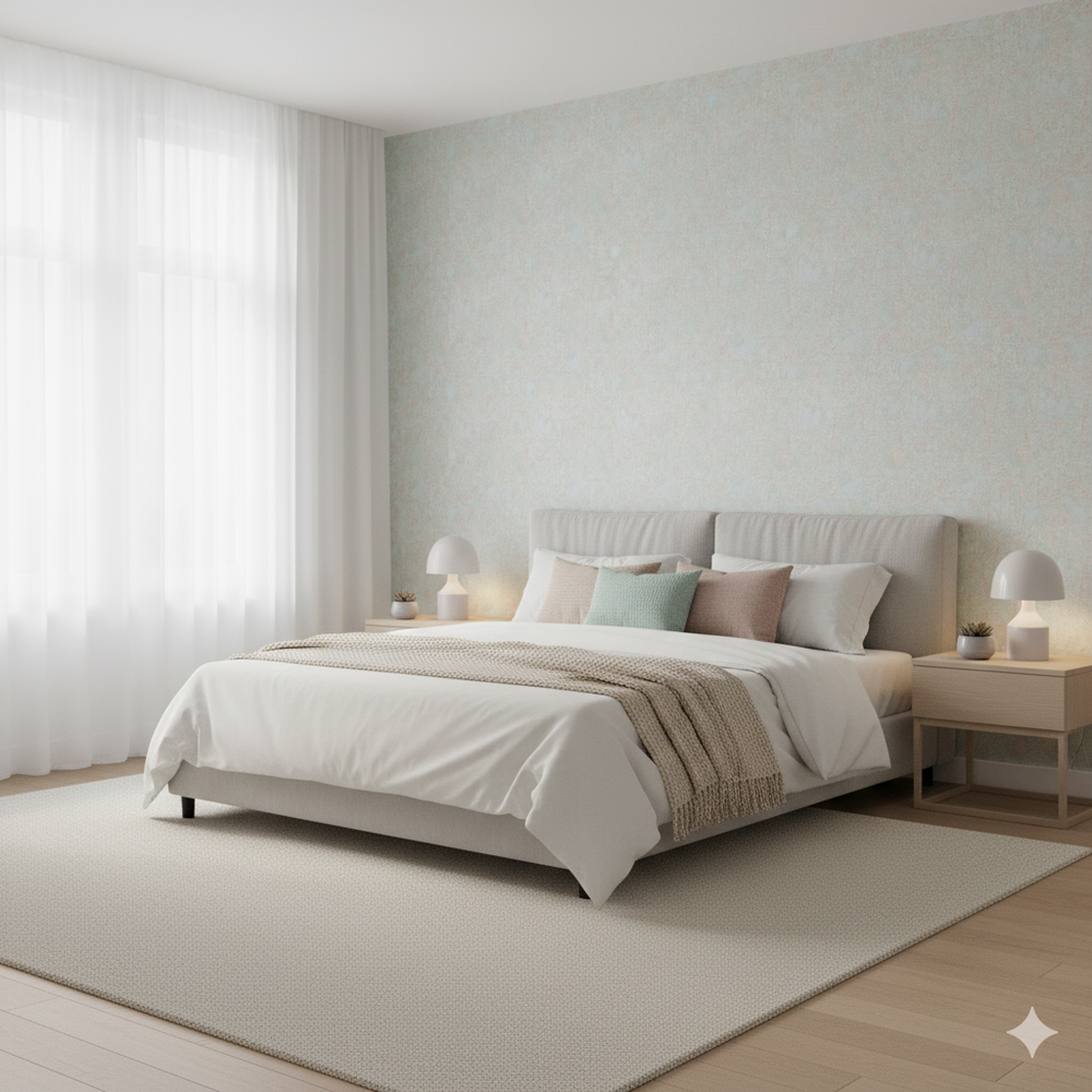 Papel de Colgadura Texturas | Sky Blue Mint Microcement Wallpaper