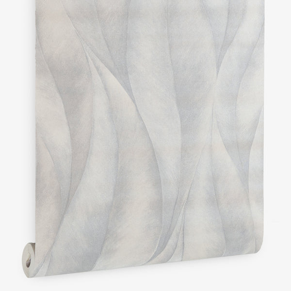 Papel de Colgadura Abstracto | Cool Grey Large Leaf Wallpaper