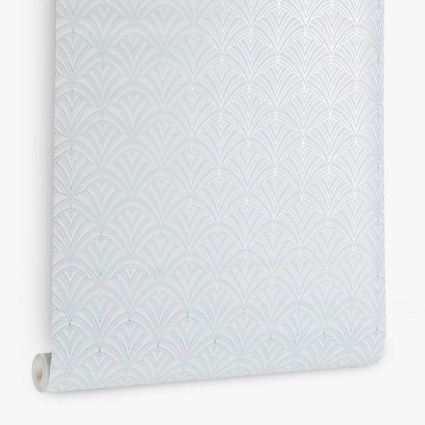 Papel de Colgadura Art Deco | Light Grey Fan Wallpaper