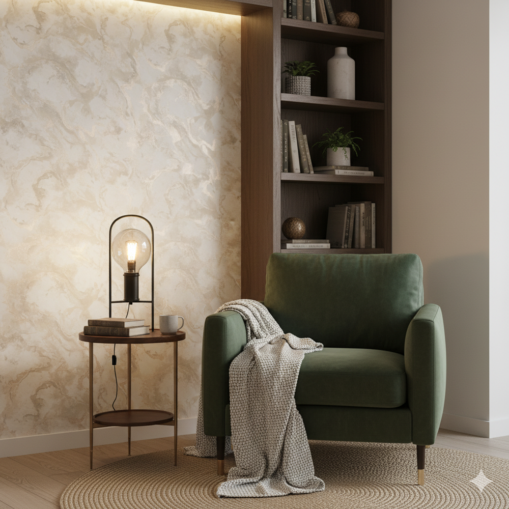 Papel de Colgadura Abstracto | Ivory Sand Marble Wallpaper